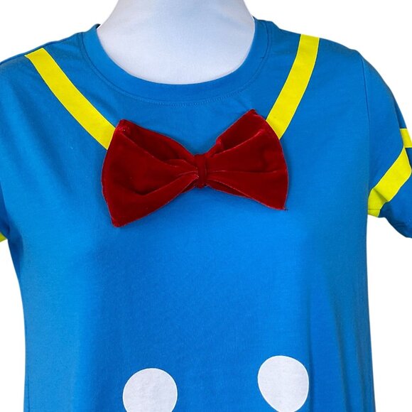Disney Parks Short Sleeve Donald Duck Crewneck Sailor VTG Tee Velvet Bow XS - Picture 2 of 5